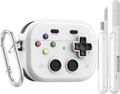 Beschermende Hard Shell Hoes voor AirPods Pro 3 (2025) met Veilige Sluiting, Schokbestendig Ontwerp, Inclusief Reinigingsset en Sleutelhanger, Wit