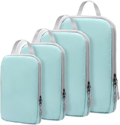 Reisorganizer Set - Pakzakken Koffers - Bagage Ordenen - Ruimtebesparend Ontwerp - 4 Delig - Lichtblauw