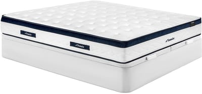 Vente-unique Set 180 x 200 cm witte boxspring met opbergruimte + pocketveringmatras 5 zones en verkoelende tijk van 28 cm dik - KOROVOU van YSMÉE