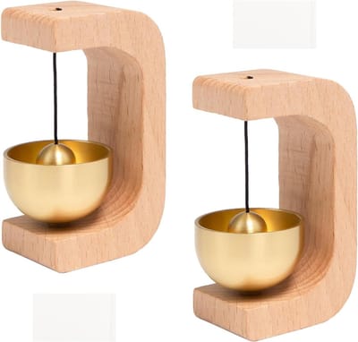 Houten Deurbellen - Decoratieve Klokken - Winkel Entree - Magnetische Montage - 2 Stuks - Houtkleur