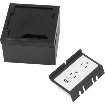Verzonken Vloerstopcontactbox Waterdicht Roestvrij Staal Platte Stopcontact Kit met 3 Gaten 1 USB Poort