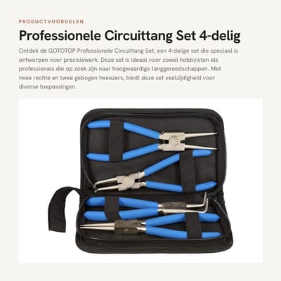 Dailygoods - Professionele Circuittang Set - 4-delig - Ergonomische Handgreep - Geschikt voor Elektronica - Precisietang - Handgereedschap - Zwart