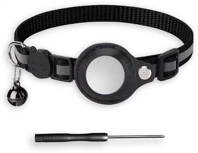 BTH Halsband Kat - Kattenhalsband Zwart 18–32 cm - Geschikt Voor Apple Airtag - Kattenbandje - Veiligheidssluiting