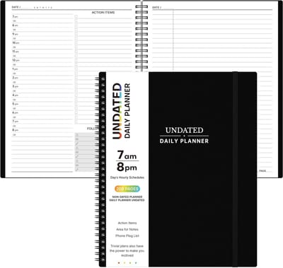 Dagplanner - Ongedateerde planner - Afspraken organiseren - Spiraalbinding met binnenzak - 22x29 cm