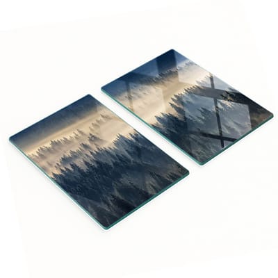 Multifunctionele decoratieve snijplanken van gehard staal voor de keuken, Misty Forest 2x40x52 cm