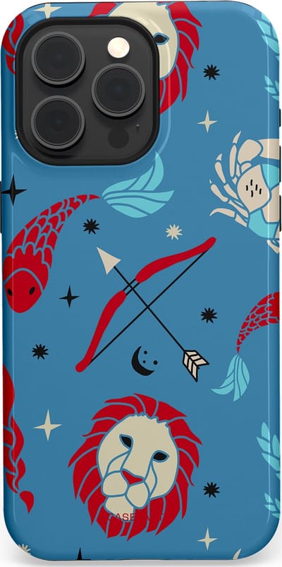 Casetastic hoesje geschikt voor Apple iPhone 15 Pro Max - MagSafe - Dubbellaagse bescherming - Zodiac in verbinding - Fashion Case - Petrol Bordeaux Grijs