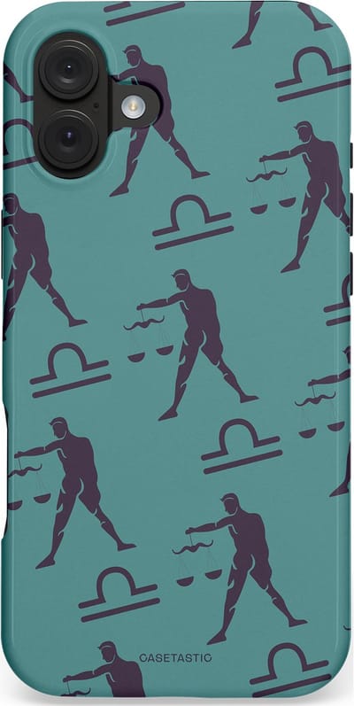 Casetastic hoesje geschikt voor Apple iPhone 16 Plus - MagSafe - Dubbellaagse bescherming - Zodiak weegschaal - Fashion Case - Petrol Donkergrijs Grijs