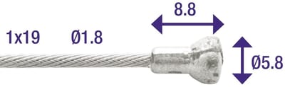Koppeling binnenkabel Elvedes 2000mm verzinkt ø1,8mm met V-nippel (op kaart)