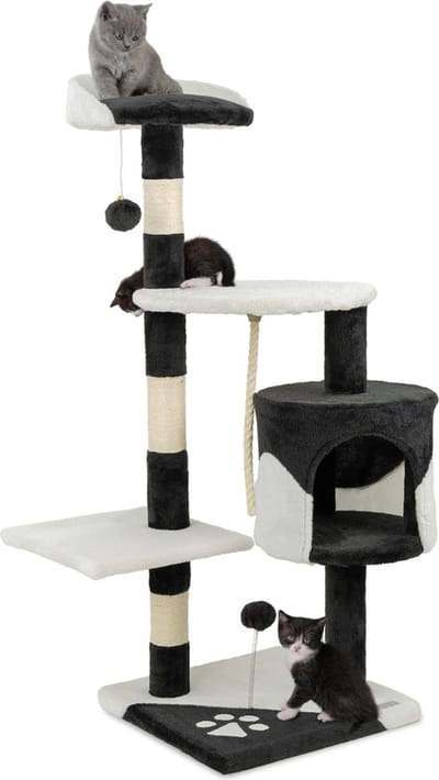 DD® Krabpaal Voor Zware Katten - Krabpaal - Krabpaal Voor Grote Katten - 67x55x112cm - Zwart/Wit