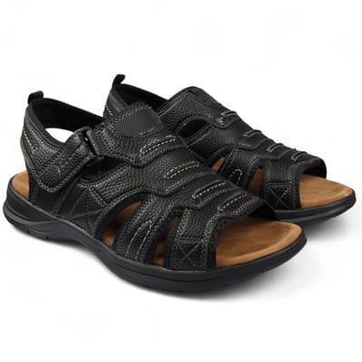 Zwarte, lichtgewicht open teen casual sandalen voor heren