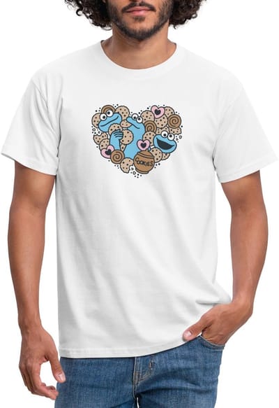 Sesamstraat Hart Met Koekiemonster T-Shirt Heren
