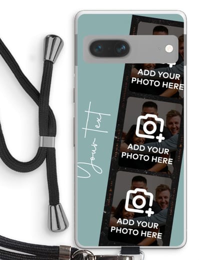 Gepersonaliseerd - Case Company® - Hoesje met koord geschikt voor Google Pixel 7 hoesje met Koord - Filmrol N°1 - Telefoonhoesje met Zwart Koord - Bescherming aan alle Kanten en Over de Schermrand