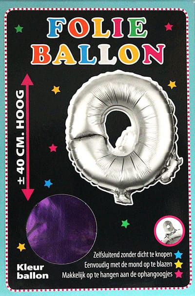 Folieballon - O - Letter Paars - 40cm - Folie - Ballon - Zelfsluitend - Eenvoudig Met Mond Opblazen - Ophangoogjes - Touche Cards