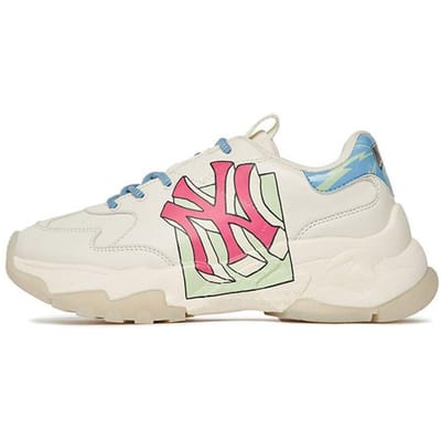 MLB Big Ball Chunky Synthetisch Leer Retro Print Schokabsorberend Antislip Slijtvast Verhoogde Hoogte Lage Top Dad Schoenen 3ASHCLC2N-50IVS 42.5 white