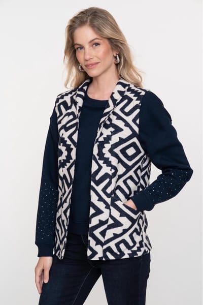 Geisha Gilet Modern Layering Gilet 55875 21 Navy/off White Dames Maat - XS