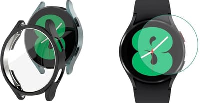 Strap-it bundel van Case en Screenprotector - Zwart en Transparant - Geschikt voor Samsung Galaxy Watch 4 - 40mm - Glazen screenprotector - Zwarte tpu case - Bescherming - Beschermende Hoes - Schermbescherming