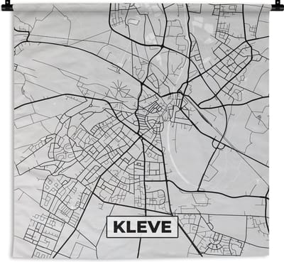 Wandkleed - Wanddoek - Stadskaart - Kleve - Kaart - Duitsland - Plattegrond - 180x180 cm - Wandtapijt