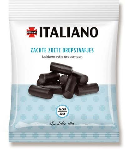 Italiano Zachte Zoete Dropstaafjes - 200 gram - 12 zakken