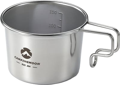 Campingmoon RVS Sierra Cup 160 ml – Camping Mok met Handvat – Lichtgewicht & Stapelbaar – Outdoor Kookmok