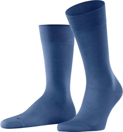 FALKE Sensitive Malaga drukvrije comfort tailleband katoen sokken heren blauw - maat 43-46