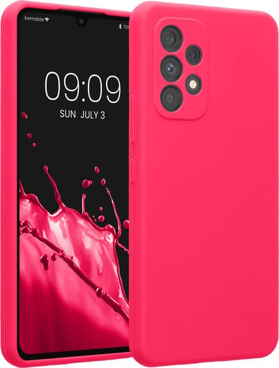 kwmobile telefoonhoesje geschikt voor Samsung Galaxy A53 5G - TPU backcover met siliconen coating - Smartphone case in neon roze