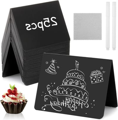 Mini Krijtbord Set van 25 Stuks voor Labeling, Prijskaartjes en Plaatskaarten voor Buffetten, Bruiloften en Cafés