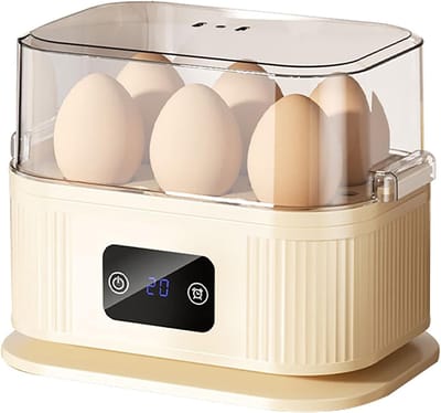 Eierkoker - Mini Draagbare Eierkoker Eierstoompan voor Thuisgebruik - Snel Elektrisch Koken voor tot 6 Eieren - Compact Ontbijt Apparaat voor Dagelijks Gebruik - Beige Kleur