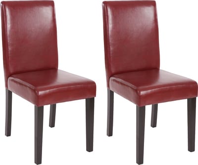 Cosmo Casa Set Van 2 Eetkamerstoelen - Keukenstoelen - Kunstleer - Rood/Bruin - Donkere Poten