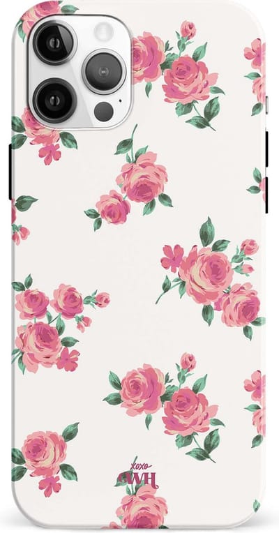 xoxo Wildhearts siliconen hoesje geschikt voor iPhone 12 Pro Max hoesje - Dream Rose - Kwalitatieve backcover - TPU materiaal - Hoesje met rozen - Roses - Wit / Creme