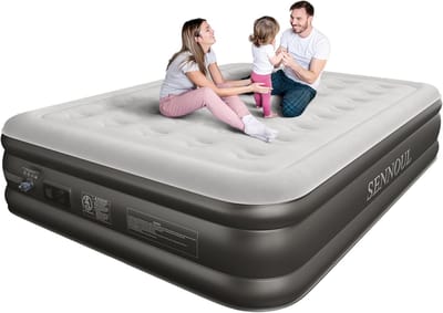Luchtmatras Queen - Opblaasbaar Bed - Snel Slapen - Dubbele Luchtkamer - 203x152x46 cm - Grijs