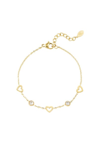 Armband met hart en diamantbedels - Roestvrij staal - Verkleurt niet - Cadeau