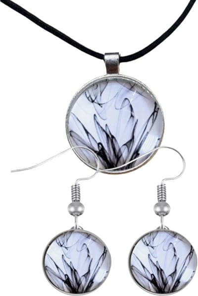 Set Cadi zilveren oorbellen ketting zwart wit - Charme Bijoux