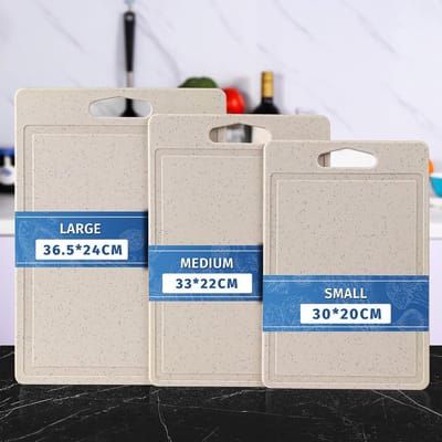 3 snijplanken van kunststof met antislipvoetjes en sapgroeven, BPA-vrij, gemakkelijk te grijpen, vaatwasmachinebestendig, snijplanken, zwarte snijplanken voor keukens
