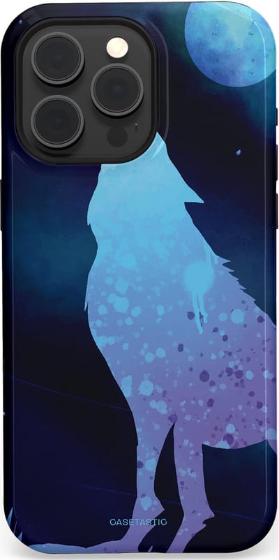 Casetastic Hoesje Geschikt voor Apple iPhone 15 Pro Max Magsafe - Stijlvolle Beschermende Duo-layer Case - Blauwe Wolvennacht