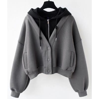 Nep Tweedelig Capuchon Trui Vest Dames Design Sweatshirt Jas Nieuwste Stijl L black