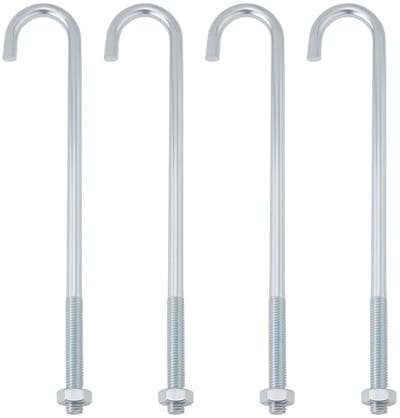 Dailygoods- Haakbout 250 mm - M10 Schroefdraad - Koolstofstaal - Gegalvaniseerd - Bevestiging - Corrosiebestendig - Bevestigingsbout