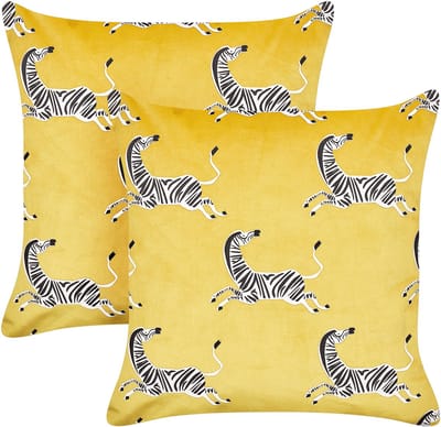 ACONITUM - Sierkussen set van 2 - Geel - 45 x 45 cm - Fluweel