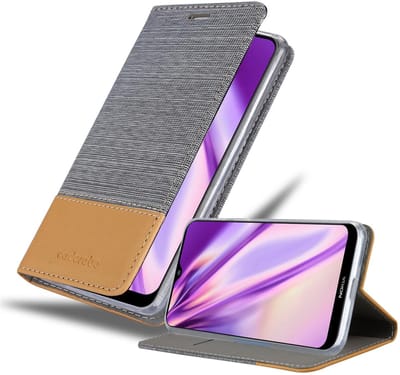 Cadorabo Hoesje geschikt voor Nokia 2.3 in LICHTGRIJS BRUIN - Beschermhoes met magnetische sluiting, standfunctie en kaartvakje Book Case Cover Etui