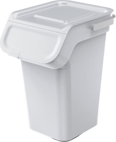 Prosperplast Keden - Afvalemmer / Prullenbak met actief koolfilter - 25L - as wit