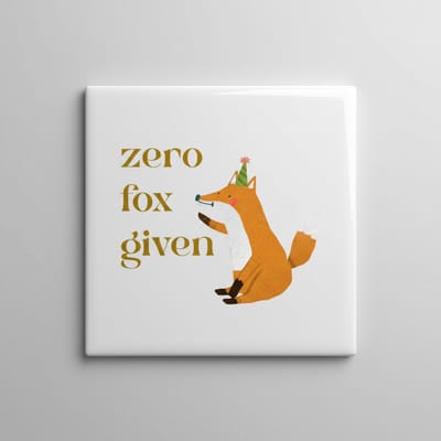 Zero Fox Given Tegel 15×15 cm – Grappige Vos Illustratie Keramische Wandtegel – Humoristisch Decor Cadeau voor Dierliefhebbers