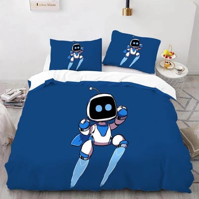 Astro Bot Schattige Cartoon Beddengoed Collectie Dekbed Collectie Eenpersoons Tweepersoons Bed King Size Bed Collectie Slaapkamer Jongens Volwassenen Dekbedovertrek Kussensloop 135X200cm-2pcs