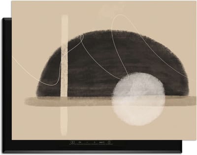 KitchenArt - Sand Dusk – Japandi Inductie Beschermer - 80x52 cm - Kookplaat Beschermer - Luxe Afdekplaat Inductieplaat - Anti-slip & Oprolbaar - Beschermmat Inductiekookplaat