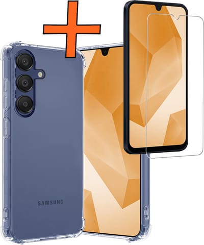 Hoes - Met Screenprotector - Geschikt voor Samsung Galaxy A16 - Sterk & Shockproof - Siliconen Case - Back Cover - Telefoon Hoes - Shock Proof - Transparant