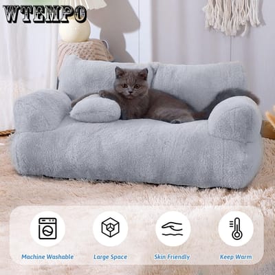Canapé Lit pour Animaux Toutes Saisons, Lavable en Machine, Lits pour Chats pour Chiens Moyens Petits et Chats, Canapé Moelleux pour Chat, Ultra-Doux et Moelleux avec Fond Antidérapant M