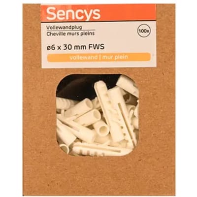 Sencys Plug Voor Volle Wand Nylon - Diam. 6x30mm - 100 Stuks