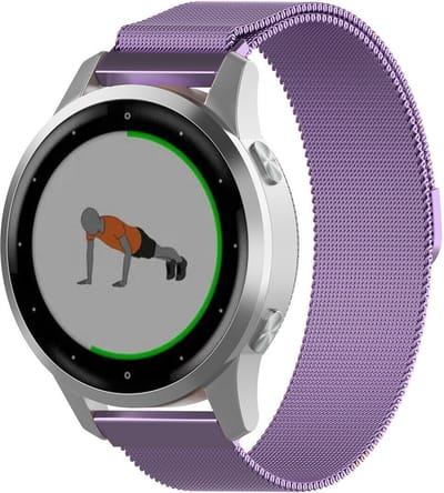 Strap-it Milanees Stalen Smartwatch Bandje 18mm – Luxe, verstelbaar & stijlvol – geschikt voor Garmin Venu 4s / Garmin Venu 3s / Garmin Venu 2s / Garmin Vivoactive 4s / Garmin Vivomove 3s - Paars