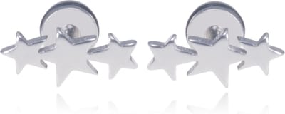 Mendes Triple Star Stud oorbellen Titanium-Zilverkleurig
