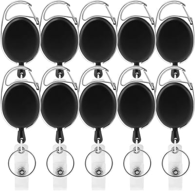 Retractable Badge Holder - Metalen Reel Clip voor ID Kaarten - Set van 10 - Perfect voor Werk en Evenementen