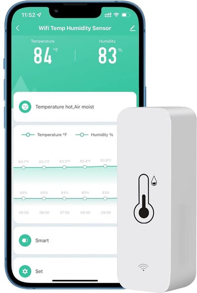 Draadloze Wifi Thermometer Hygrometer Sensor Binnen & Buiten met Tuya App Meldingen