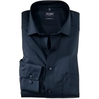 OLYMP Luxor modern fit overhemd - nachtblauw twill - Strijkvrij - Boordmaat: 46